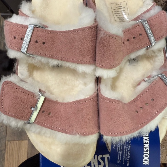 Birkenstock Arizona Shearling Sandals in Pink Clay - Picture 1 of 2